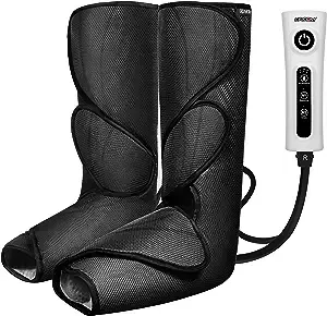 CINCOM Leg Massager for Circulation and Pain Relief, Air Compression Foot and Calf Massager Helpful for Relaxation, Swelling and Edema Gifts for Mom and Dad (with 2 Extensions)