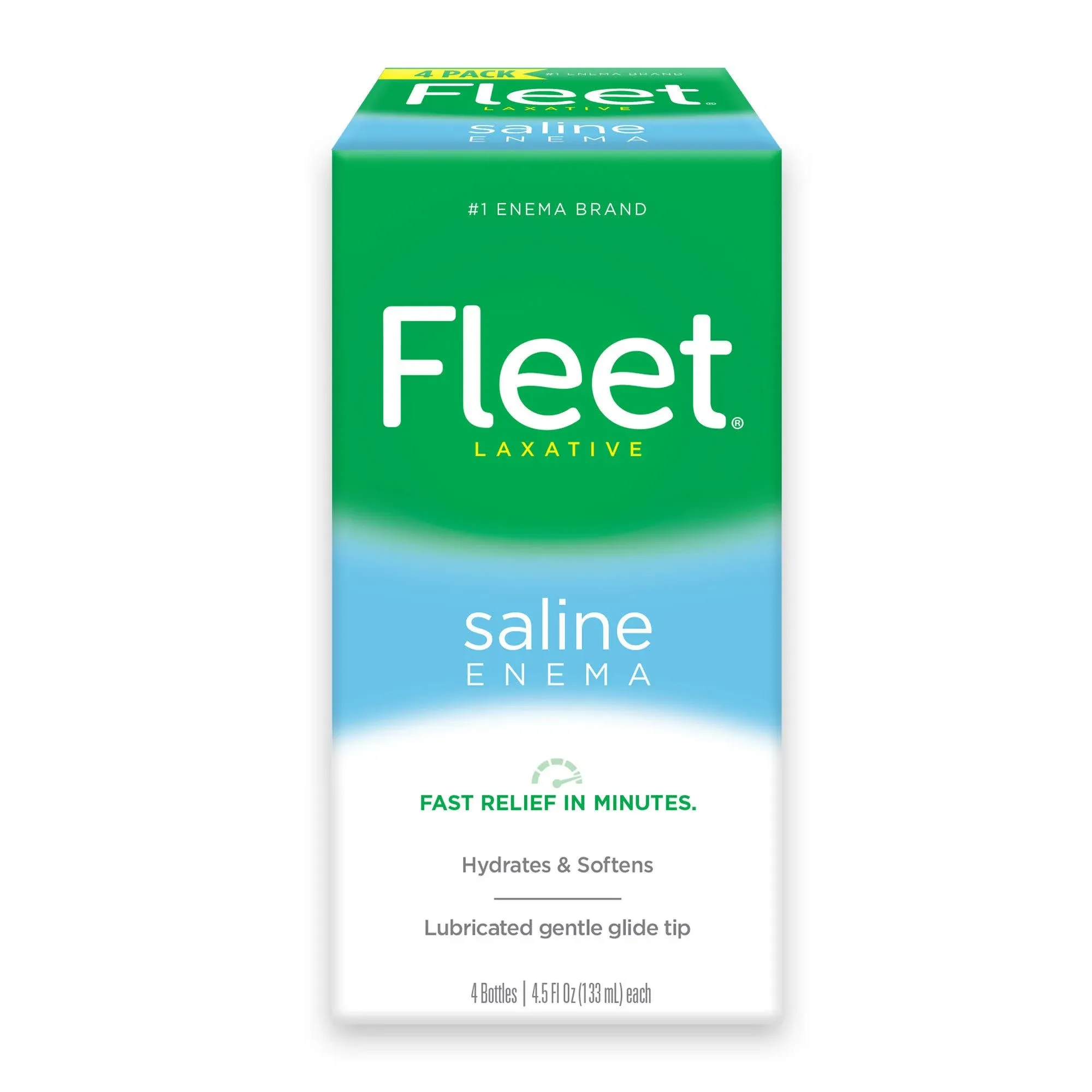 Fleet Laxative, Saline Enema - 4 Pack, 4.5 fl oz Bottles