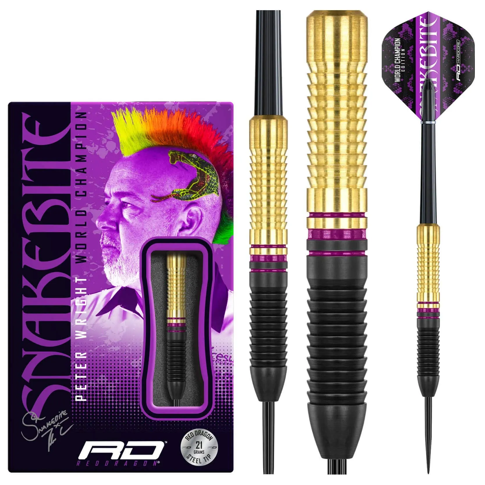 RED DRAGON Peter Wright Snakebite Brass Darts Sets