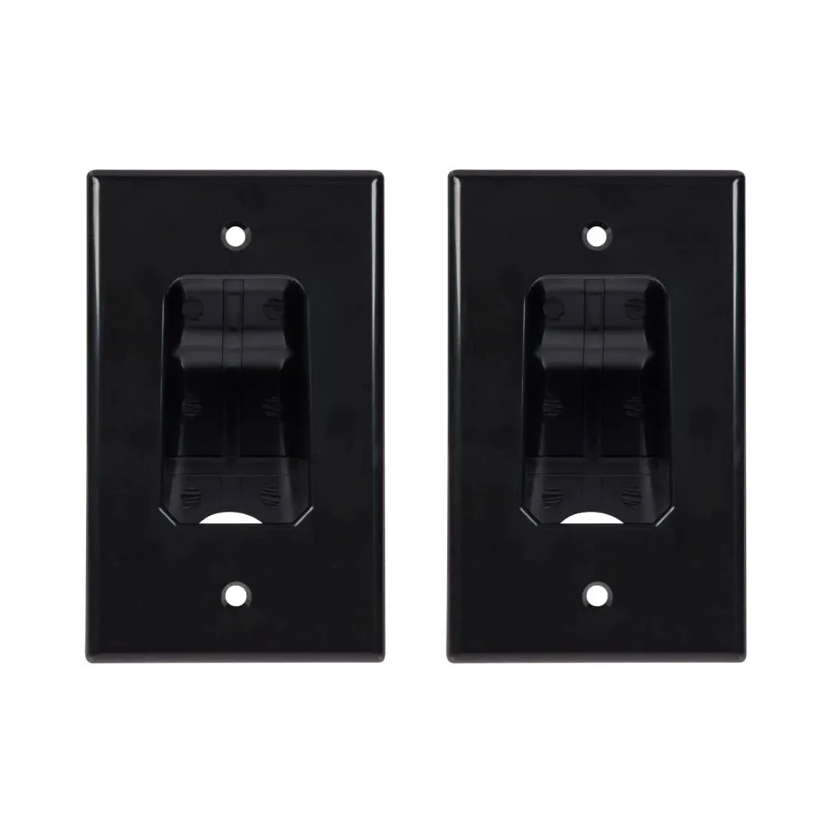 Buyers Point Single Gang Pass Through Wall Plate (Black) (2 Pack)