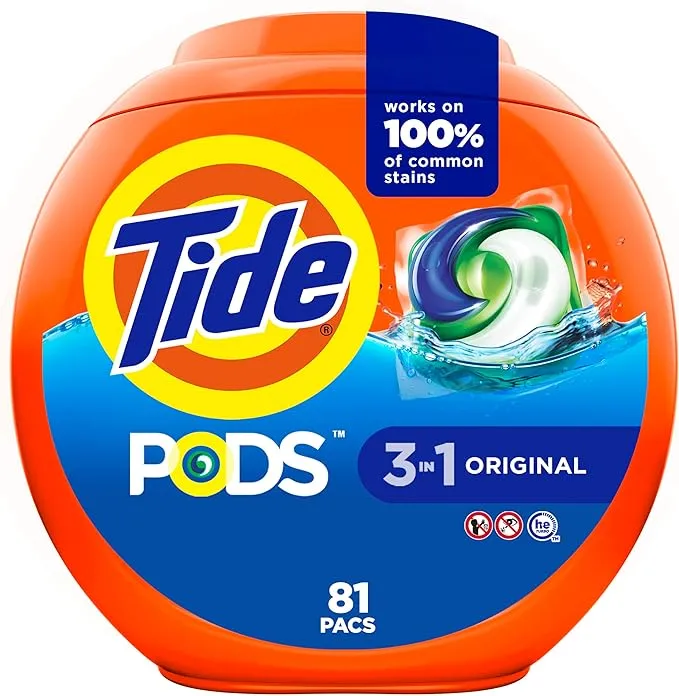 Tide PODS Laundry Detergent Soap PODS, High Efficiency (HE), Original Scent, 81 CountTide PODS Laundry Detergent Soap PODS, High Efficiency (HE), Original Scent, 81 Count