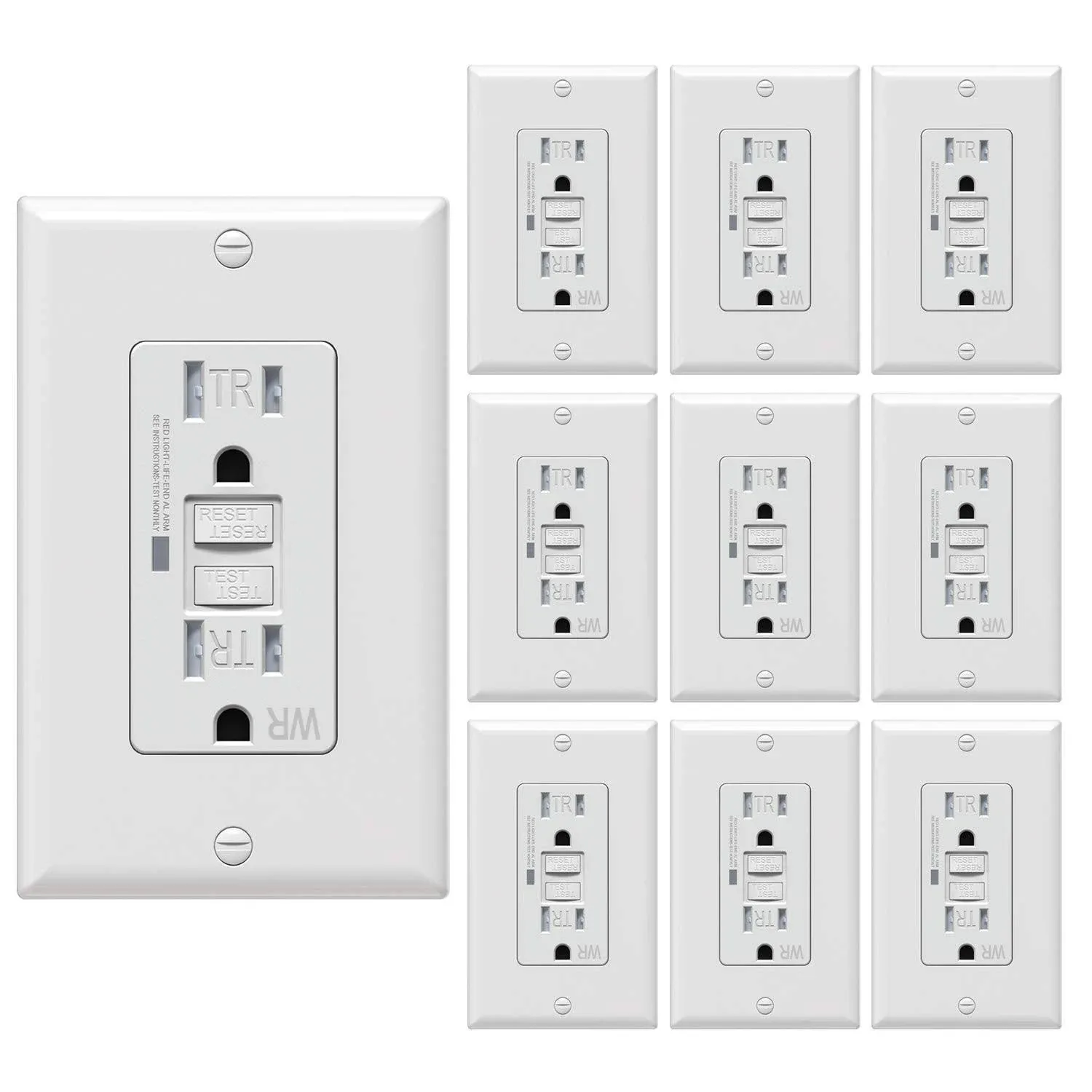 15 Amp GFCI Outlet GFI Receptacle Ground Fault Circuit Interrupters ETL Black ×2