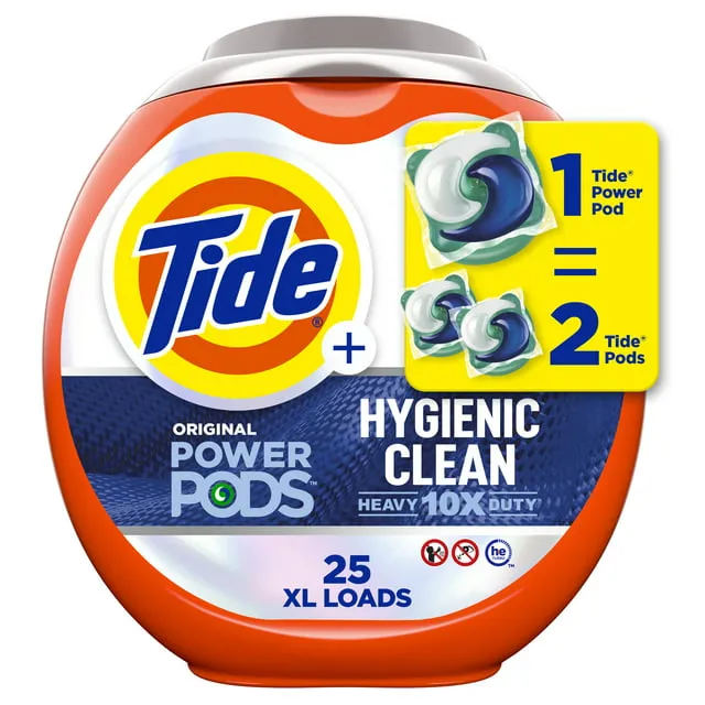 Tide Hygienic Clean Heavy 10x Duty Power PODS Laundry Detergent Pacs, Spring Meadow, 63 count, For Visible and Invisible Dirt