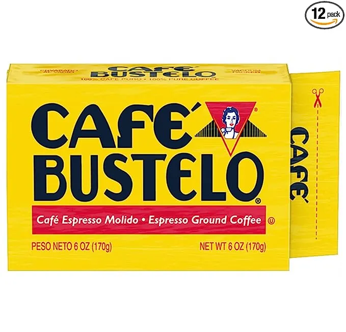 Café Bustelo Espresso Dark Roast Ground Coffee Brick, 6 Ounces (Pack of 12) 