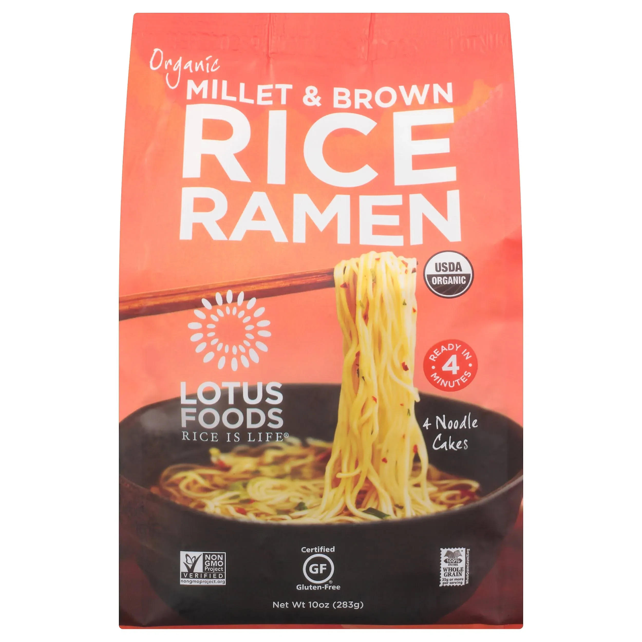 Lotus Foods, Organic Rice Ramen Noodles Millet And Brown, 10 Oz(Case O