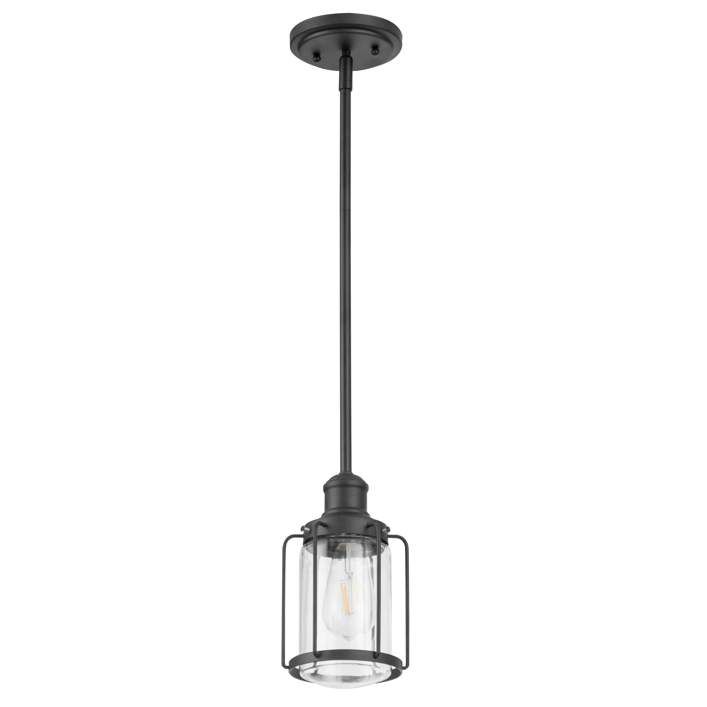 Prominence Home Lincoln Woods Industrial Pendant Light, 1 Light, Matte Black