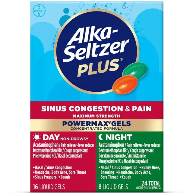 Alka-Seltzer Plus Sinus & Cold, Maximum Strength, PowerMax Gels, Liquid Gels - 24 liquid gels