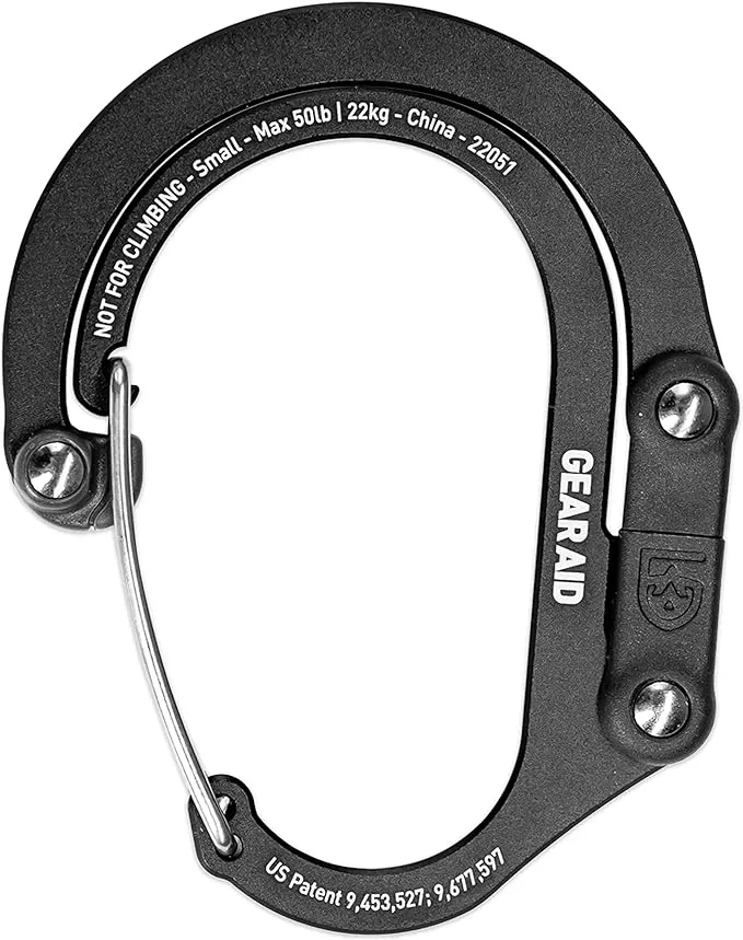 GEAR AID HEROCLIP (Small) Carabiner Gear Clip and Hook, for Hanging Bags, Purses, Lanterns, Strollers, Tools, Helmets, Water Bottles, and More