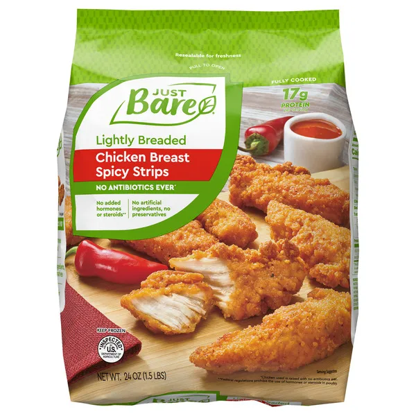 Just Bare Lightly Breaded Spicy Chicken Breast Strips - 24oz