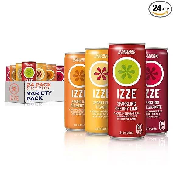 IZZE Sparkling Juice, 4 Flavor Sunset Variety Pack, 24 count,8.4 fl oz