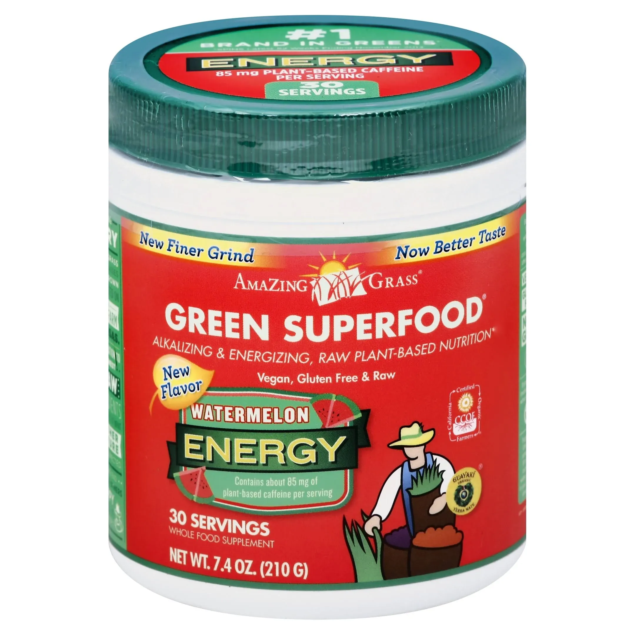 Amazing Grass Green Superfood Energy Drink Powder Watermelon 30 Servings 7.4 oz (210 g) Powder