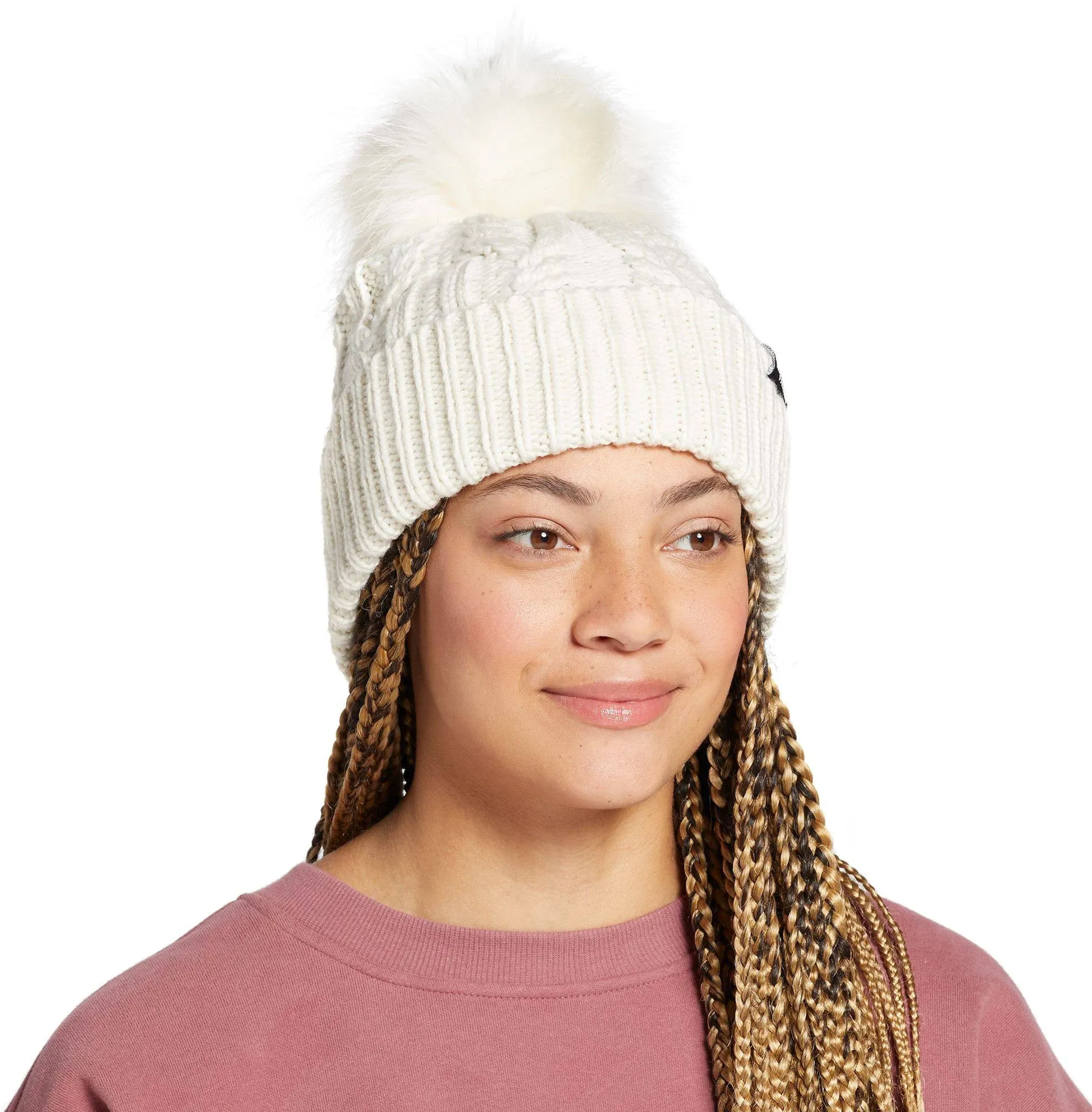 The North Face Women's Oh Mega Fur Pom Beanie, Gardenia White/Gardenia White