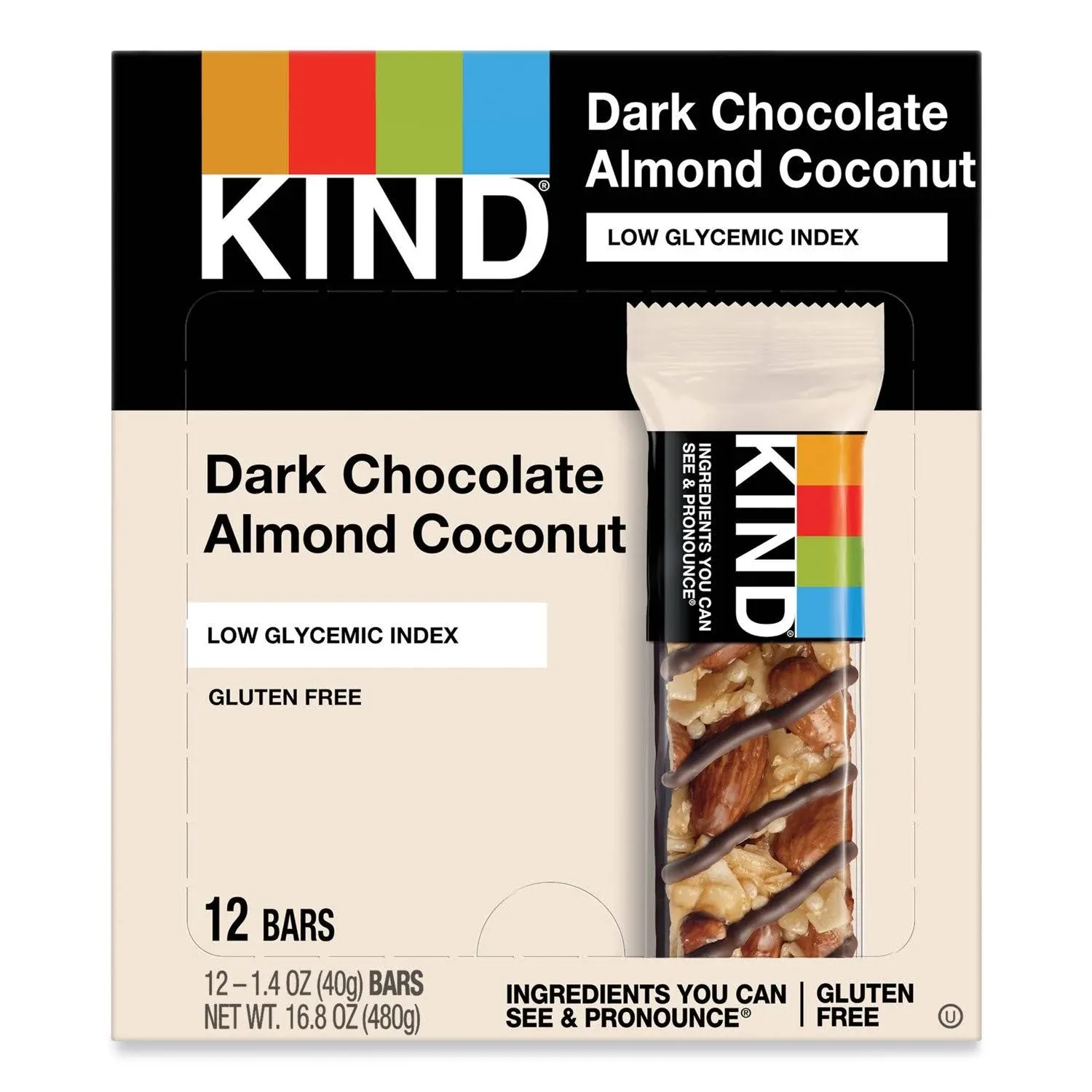 Kind Fruit and Nut Bars, Dark Chocolate Almond & Coconut, 1.4 oz Bar, 12/Box