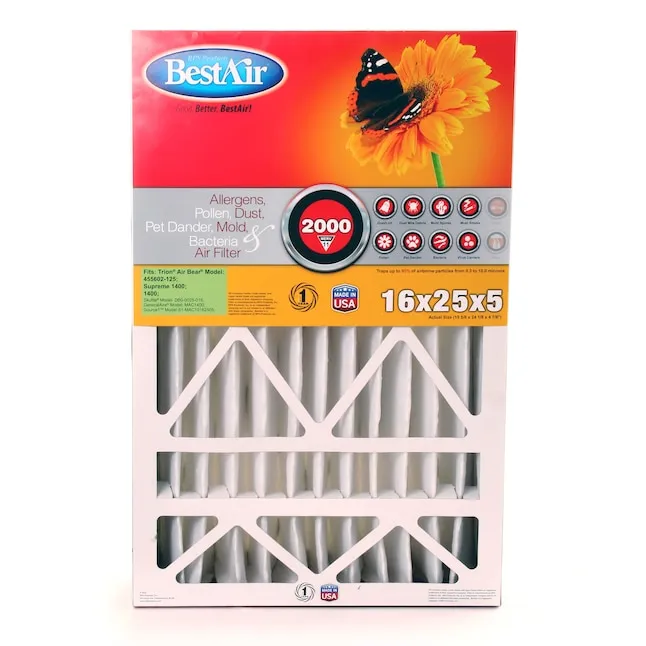 BestAir 25-in W x 16-in L x 5-in MERV 11 MERV: 11 Pleated Air Filter