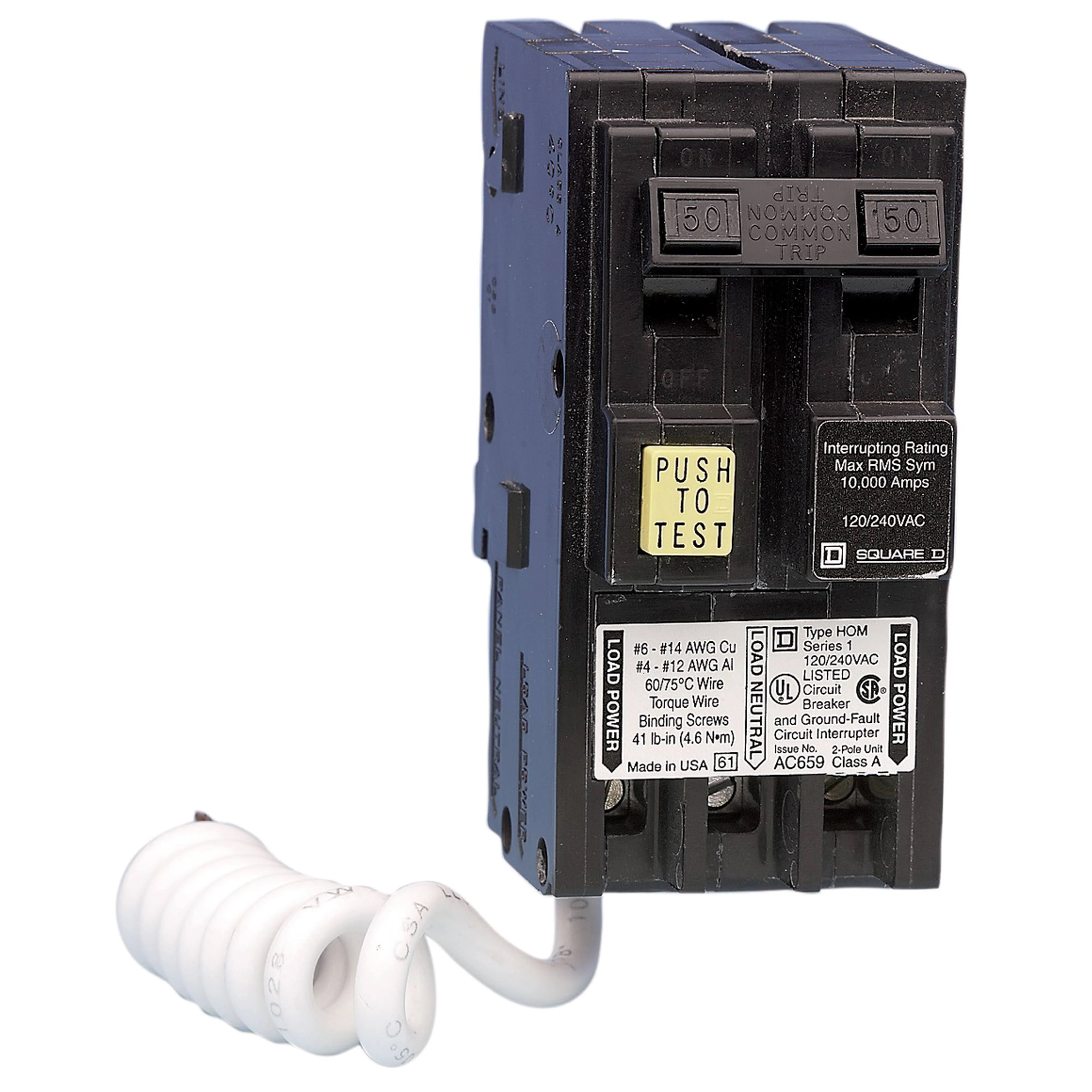 Square D HOM250GFICP Homeline 50 Amp 2-Pole GFCI Circuit Breaker