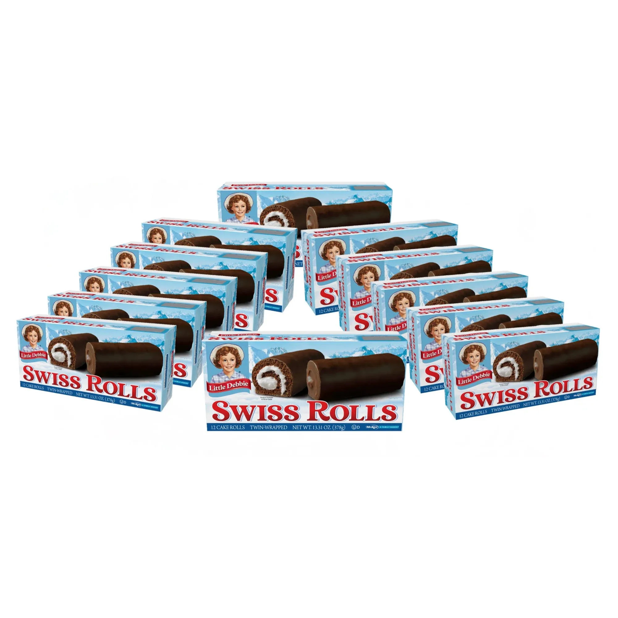 Little Debbie Chocolate Swiss Rolls, 13 Oz, Pack of 12 Boxes