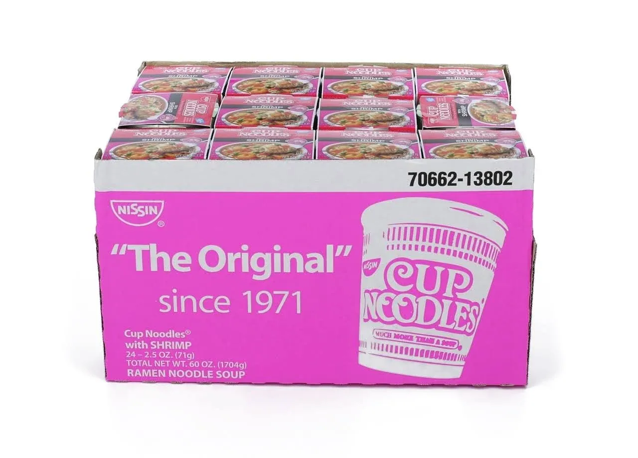 Nissin Cup Noodles Ramen Noodle Soup, with Shrimp - 12 pack, 2.25 oz cups