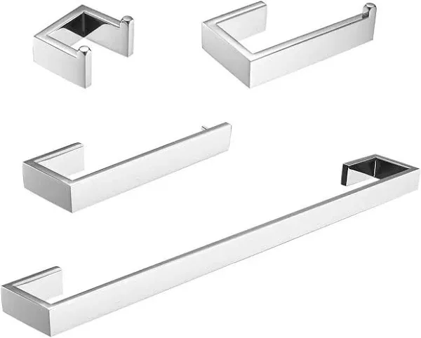 Fapully 4 Piece Bathroom Accessories Set Stainless Steel Wall Mounted,Chrome Polish Finished, Other