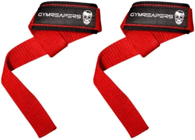 Gymreapers Lifting Wrist Straps for Weightlifting, Bodybuilding, Powerlifting, Strength Training, & Deadlifts - Padded Neoprene with 18" Cotton (Red)Gymreapers Lifting Wrist Straps for Weightlifting, Bodybuilding, Powerlifting, Strength Training, & Deadl