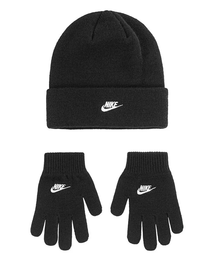 Navy - Nike Club Beanie Hat and Glove Set Age 3-7yrs