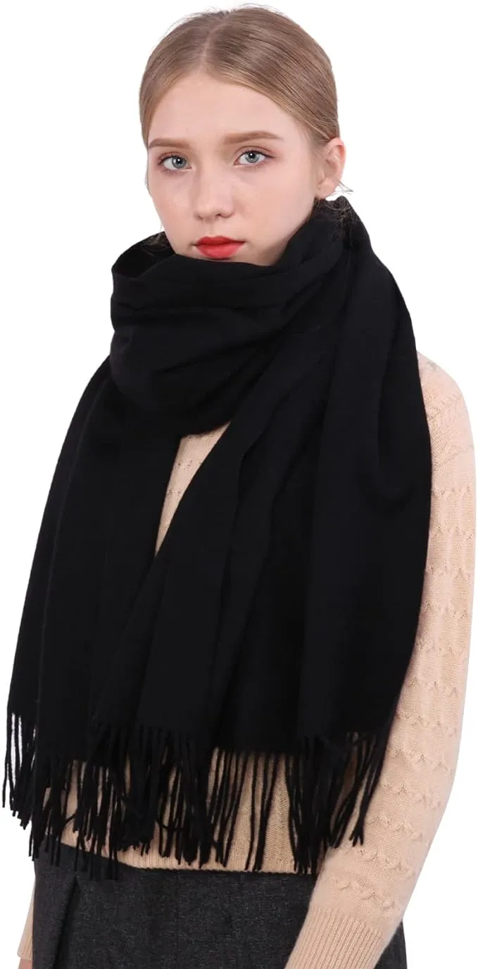 RIIQIICHY Winter Scarf for Women Black Pashmina Shawls Wraps for Evening Dresses Large Warm Soft ScarvesRIIQIICHY Winter Scarf for Women Black Pashmina Sha…