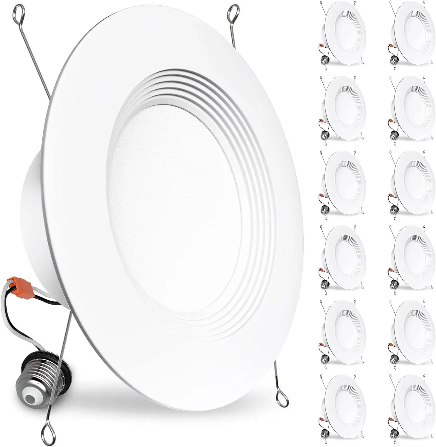 BBOUNDER 12 Pack 5/6 Inch LED Recessed Downlight, Baffle Trim, Dimmable, 12.5W=100W, 5000K Daylight, 950 LM, Damp Rated, Simple Retrofit Installation -No Flicker