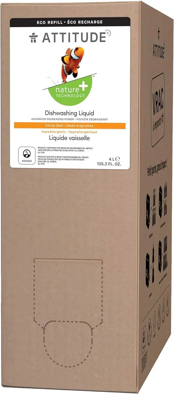 Attitude
           Dishwashing Liquid Eco Refill - Citrus Zest -- 135.26 fl oz
        
        
        
        
        
          
          SKU #: 626232831726
          
            Shipping Weight:
              9.3432 lb