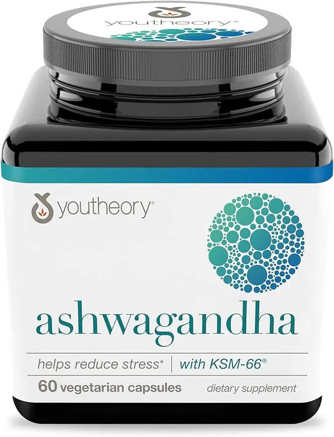 Youtheory, Ashwagandha, 60 Vegetarian Capsules