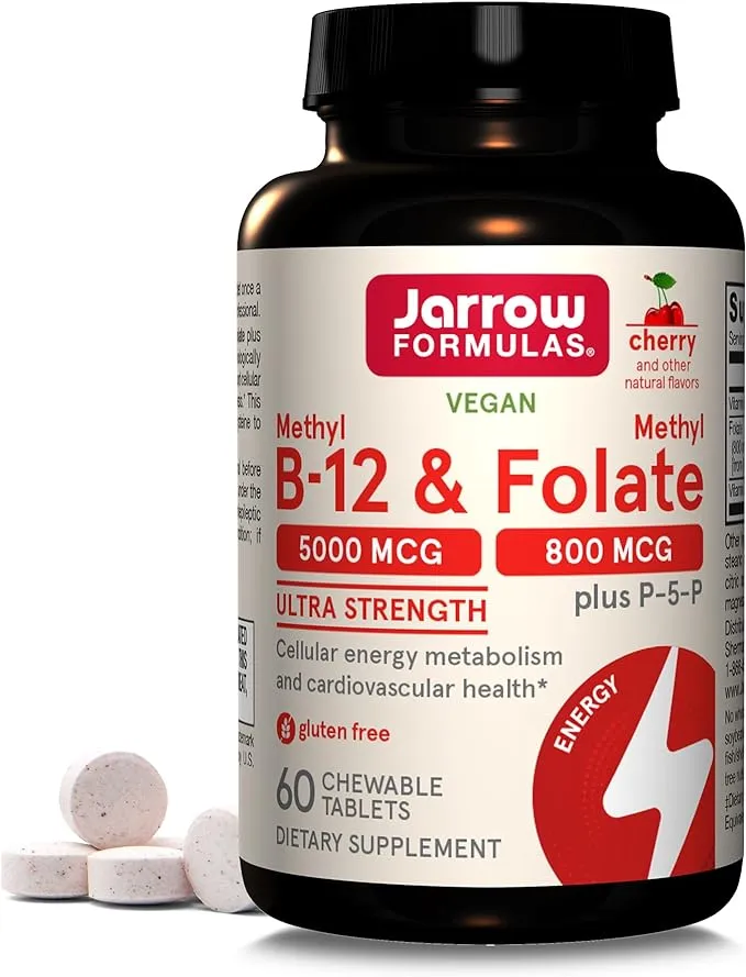 Jarrow Formulas, Methyl B-12 &amp; Methyl Folate, Lemon Flavor, 1000 mcg / 400 mcg,