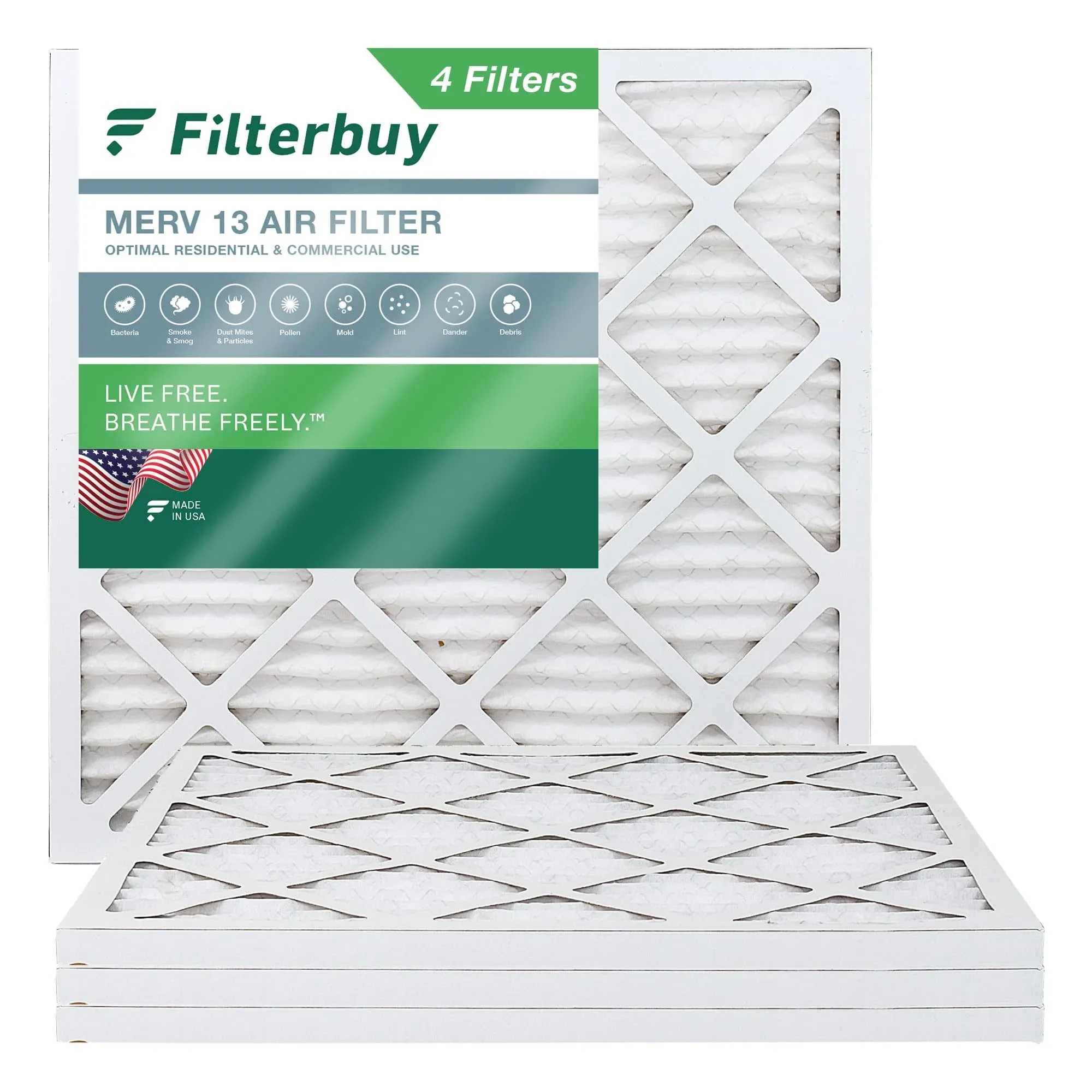 18x18x1 MERV 13 Pleated Air Filter (Pack of 4 Filters)