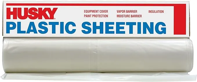 10' x 25' Clear Husky 4-Mil Low Density Plastic Sheeting