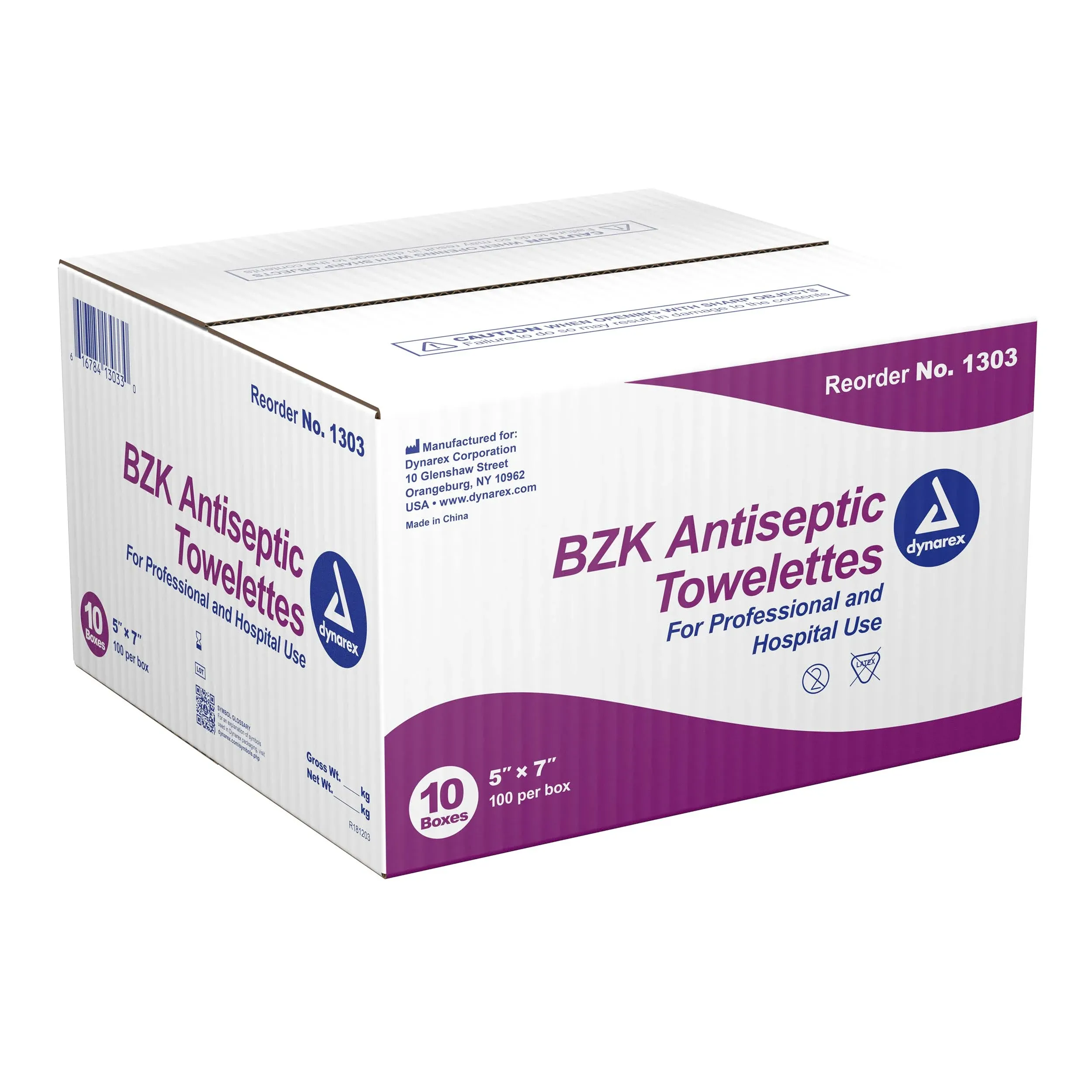 Dynarex BZK Antiseptic Towelettes 5&#034; X 7&#034;  1000 Packets