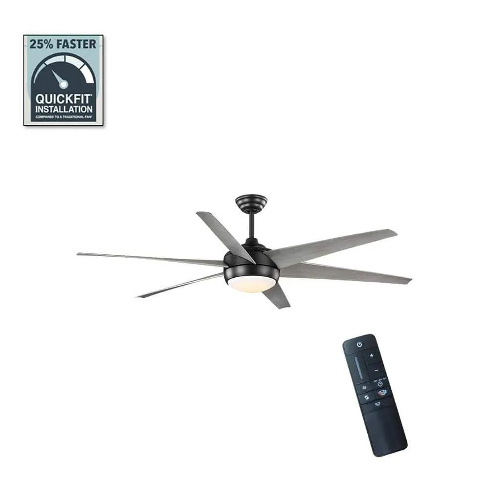 Windward 68 in. Integrated LED Indoor/Outdoor Matte Black Ceiling Fan with Light ...