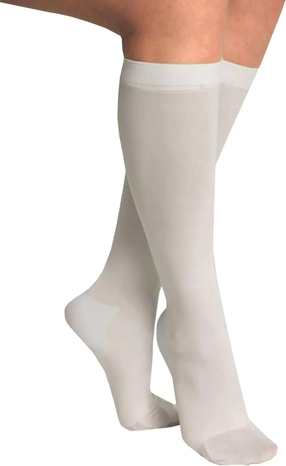 Truform Anti-Embolism Stockings, Knee high, Open Toe: 18 mmHg, White, Small