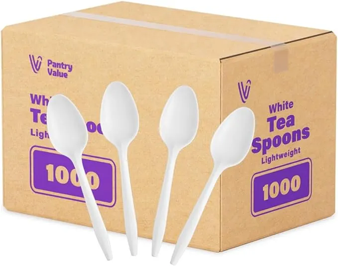 Comfy Package Plastic Tea Spoons Medium Weight - White (1000 Count)