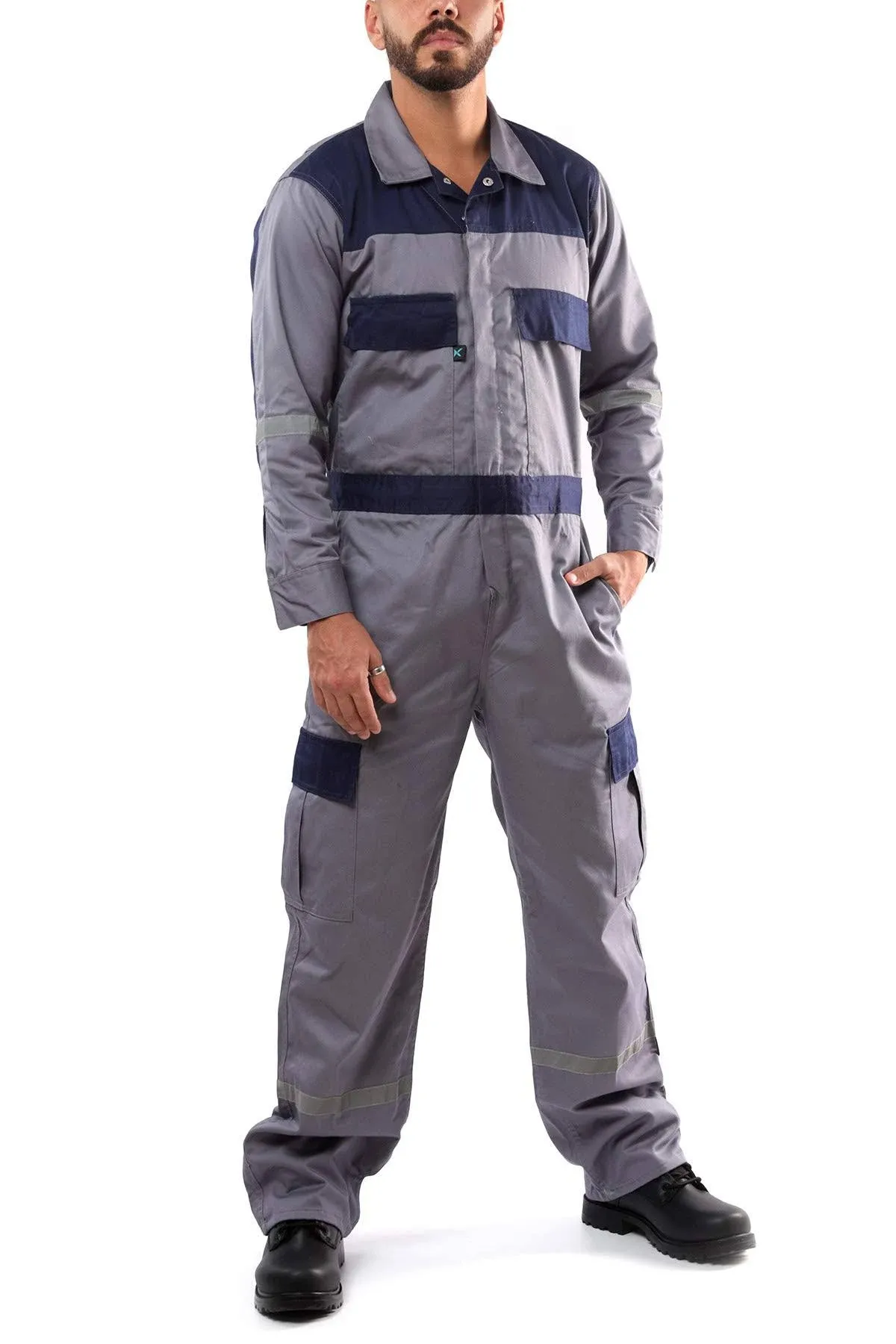 Kolossus Deluxe Long Sleeve Cotton Blend Coverall with Enhanced Visibility Large ...