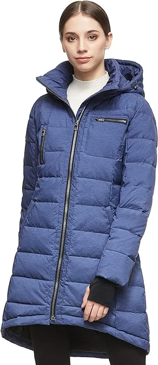 Orolay Women's Winter Down Jacket Long Quilted Puffer Coat Warm Hooded Slim Fit Outerwear