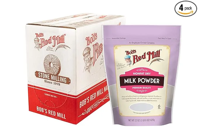 Bob's Red Mill Non Fat Dry Milk Powder, 22 oz (Pack of 4)