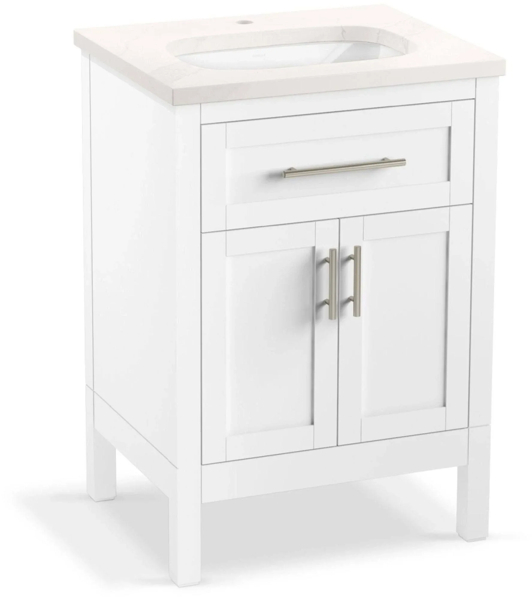 KOHLER K-39603-ASB-0 Hadron 24" Bathroom Vanity Cabinet with Sink and Quartz top, White