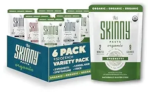 It's Skinny Organic Pasta 6-Variety Pack,Low Carb & Low Calorie High Fiber, Sugar Free & Gluten Free Vegan Pasta, Keto & Paleo-Friendly