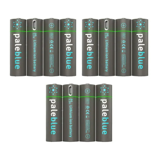 Pale Blue Lithium Ion Rechargeable AA Batteries