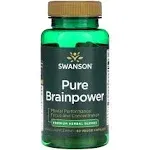 Swanson Pure Brainpower Brain Health Cognitive Memory Focus Support Brain-Derived Neurotrophic Factor (BDNF) Herbal Supplement (Ginkgo Biloba, Bacopa Monnieri) 60 Veggie Capsules (Veg Caps) Vegan