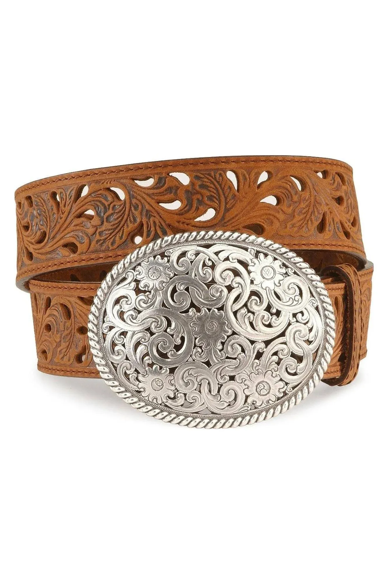 Tony Lama"Pierced Filigree" Leather Western Belt C50029