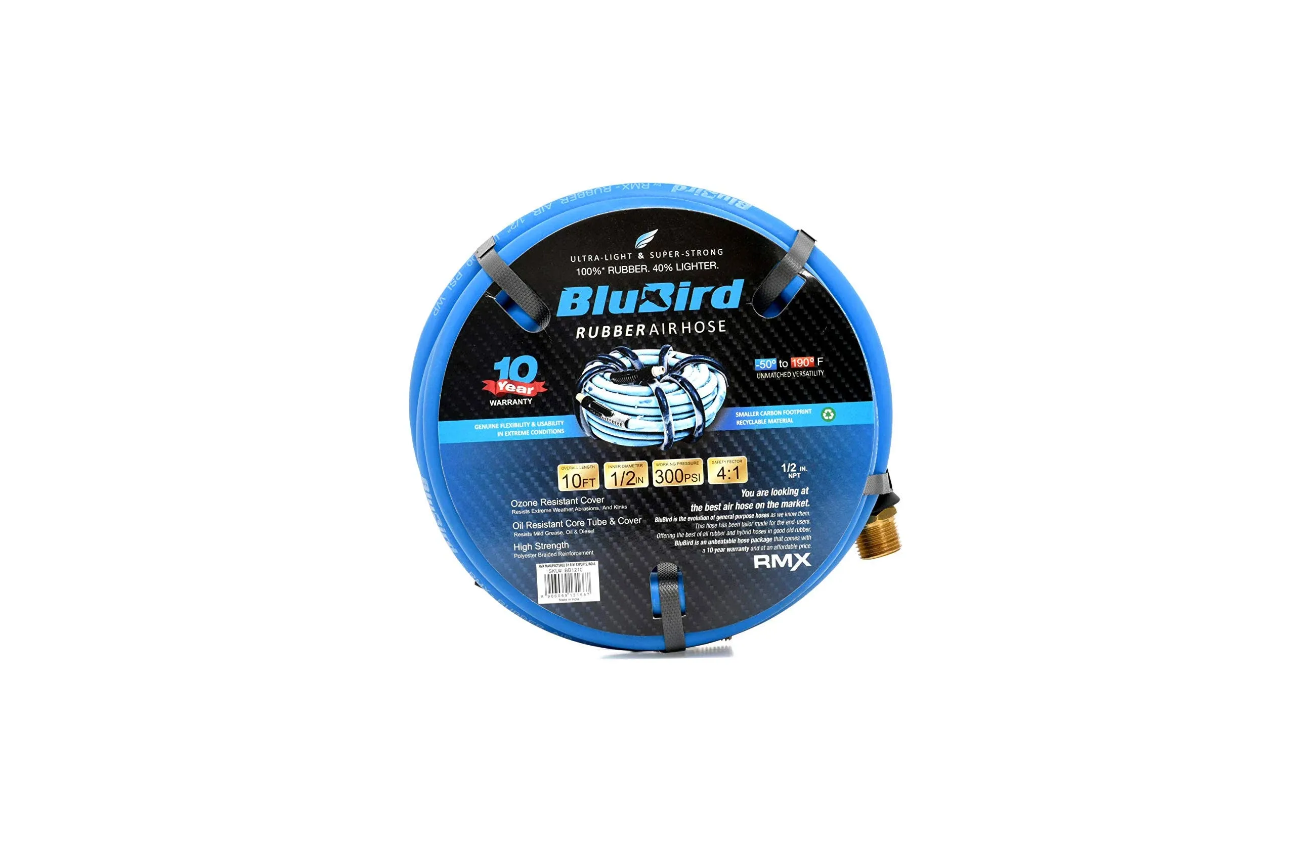 BluBird 10010276 BluBird Rubber Air Hose 1/2&#034; x 10 ft.