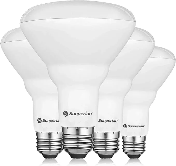 SUNPERIAN BR30 LED Bulb, 8.5W=65W, 3000K Soft White, 800 Lumens, Dimmable Flood Light Bulbs for Recessed Cans, Enclosed Fixture Rated, Damp Rated, UL Listed, E26 Standard Base (4 Pack)