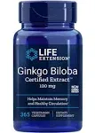 Life Extension Ginkgo Biloba Certified Extract, 120 mg, Capsules - 365 count