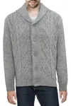 Shawl Collar Cable Knit Cardigan Sweater In Oatmeal