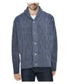 Cable Knit Button-down Sweater In Navy