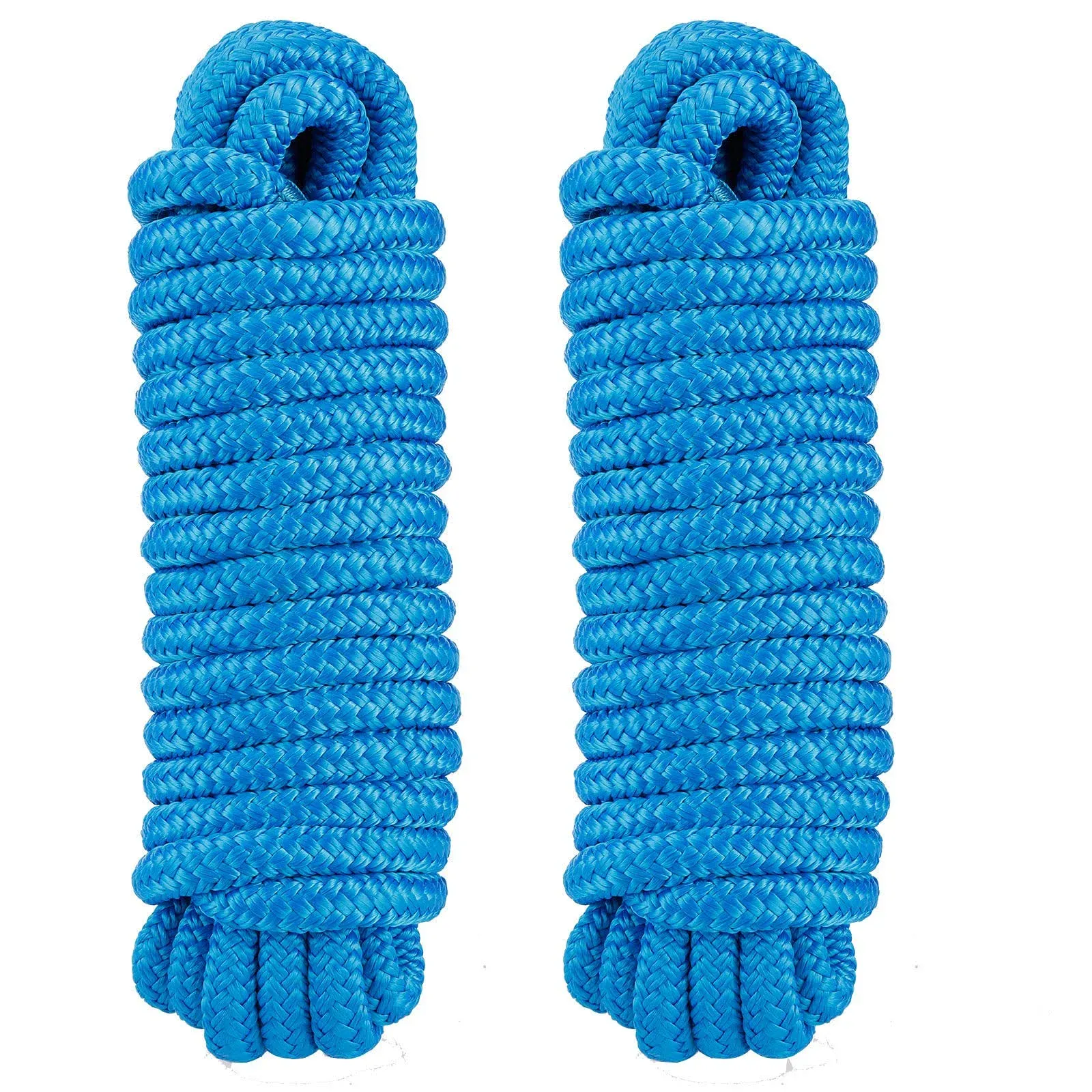 Amarine Made Double Braided Nylon Dock Lines 4840 lbs Breaking Strength (L:15 ft. D:1/2 inch Eyelet: 12 inch) 2 Pack of Marine Mooring Rope Boat Dock Lines Working Load Limit:968 lbs