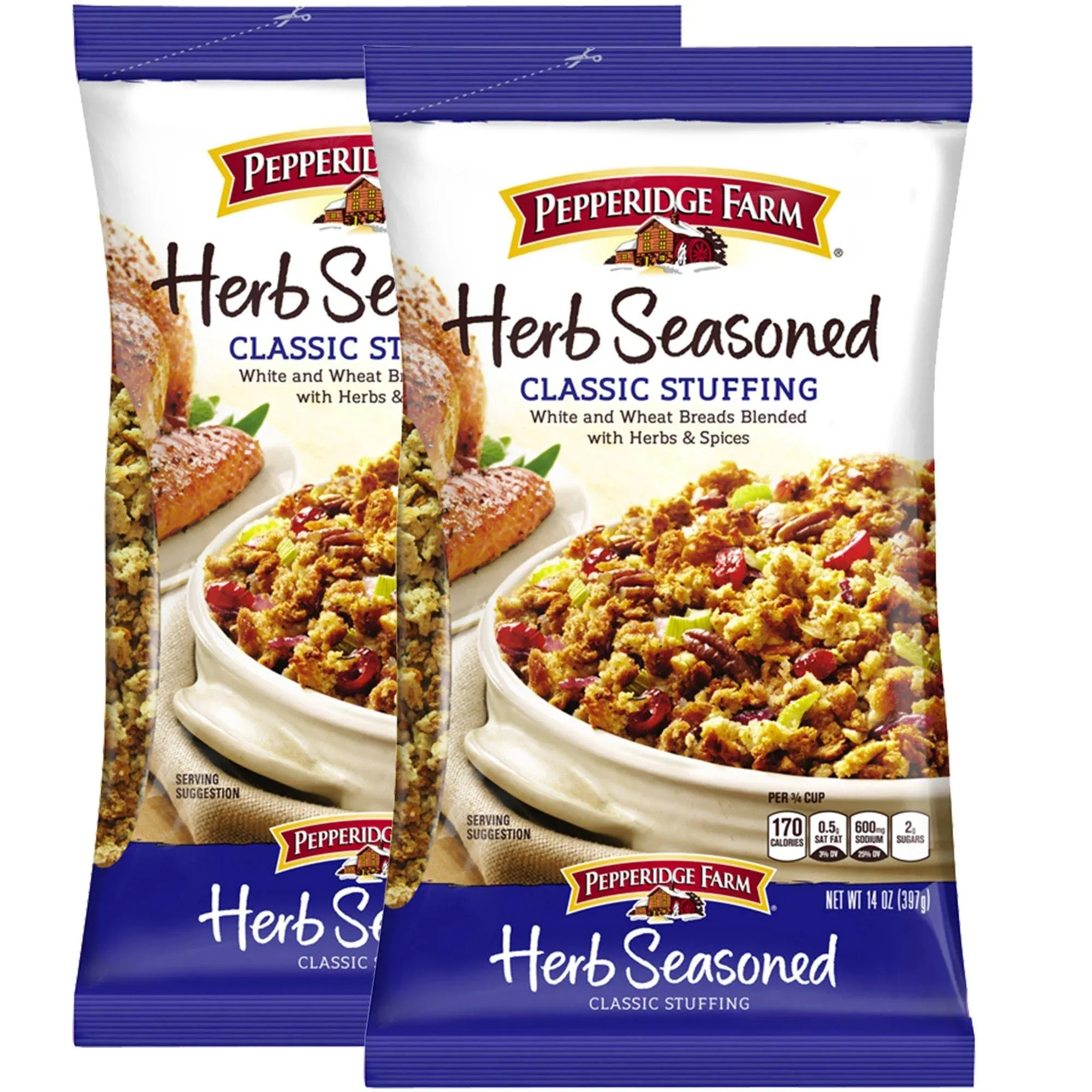 Pepperidge Farm Herb Seasoned Stuffing 12 oz Bag | White Bread Blended with Herbs & Spices | Turkey Poultry Casserole | Holiday Thanksgiving